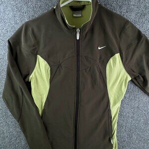Nike Girls Green Jacket Small 4-6 Stretch Full Zip W/ Pockets, Logo Youth Kids